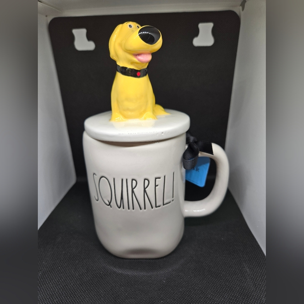 Rae Dunn "Squirrel!" Disney Up! Doug Mug w Topper